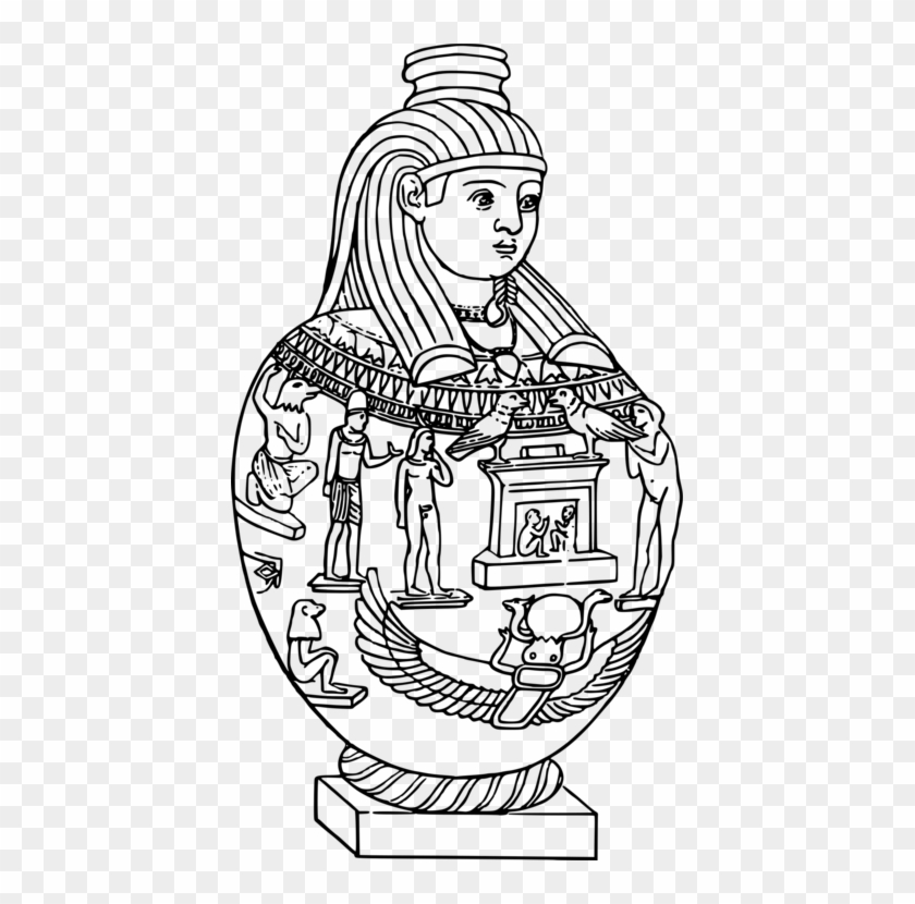 Ancient Egypt Mummy Canopic Jar Culture - Line Drawing Canopic Clipart