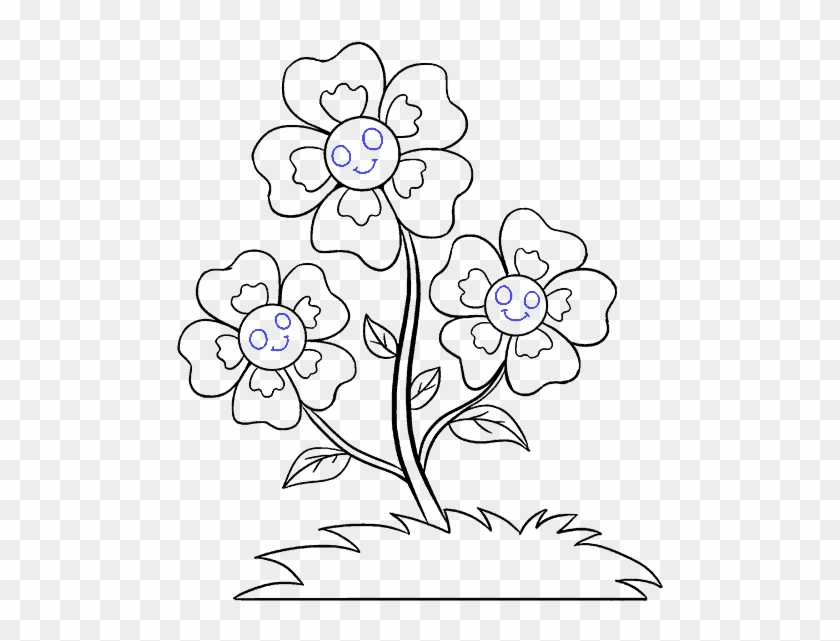 Vector Transparent Download Blue Flowers Drawing At - Easy Small Flower Drawings Clipart #3167482