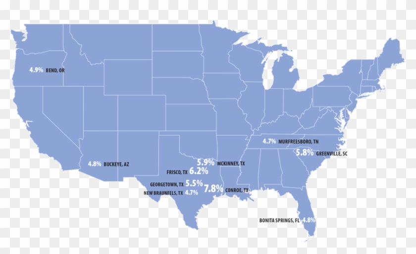The 10 Fastest-growing Large Cities, July 2015 To July - Map From Illinois To Texas Clipart #3169297
