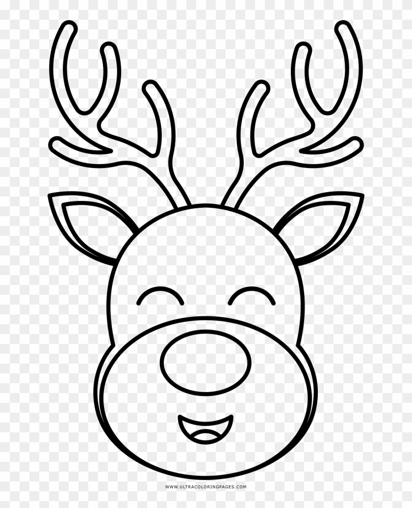 Rudolph Coloring Page - Rudolph Face Black And White Clipart #3169298