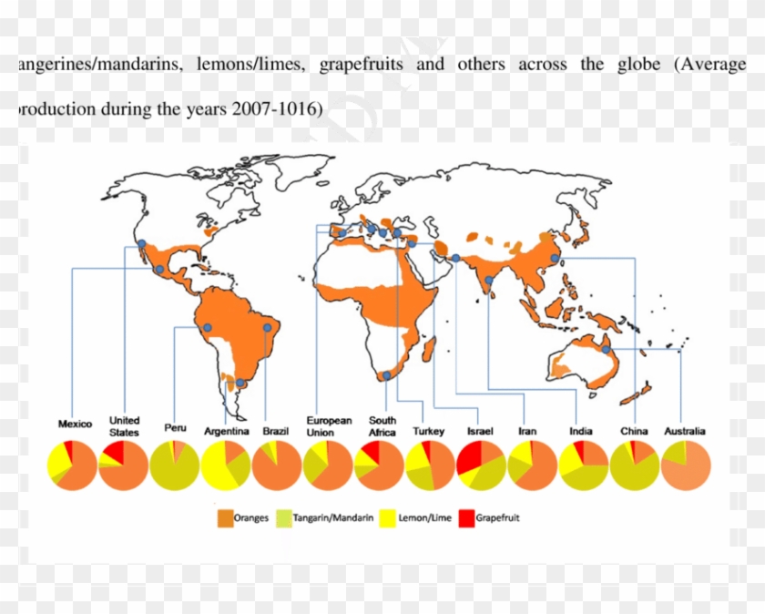 Geographical Distribution Of Production Of Major Citrus - Countries That Support Guaido Clipart