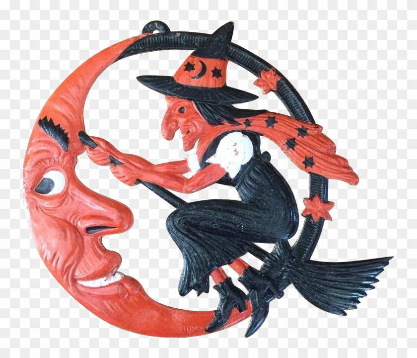 Scary Orange Devil & Pitchfork German Cardboard Die - Illustration Clipart