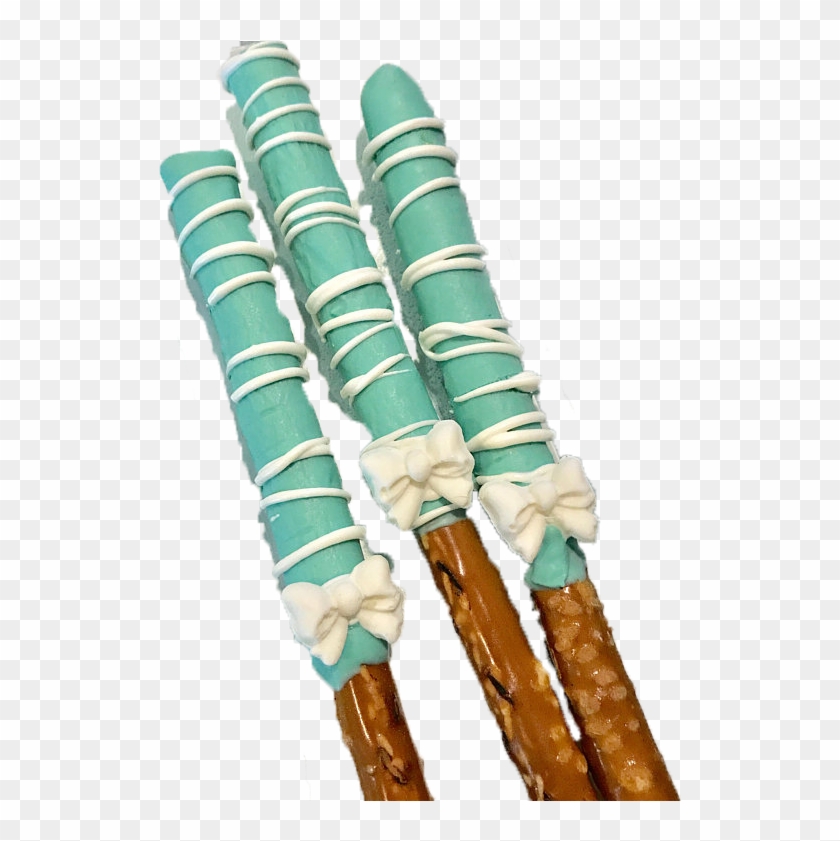 Tiffany Blue Teal White Rods With Bow , Png Download - Teal Chocolate Covered Pretzels Clipart