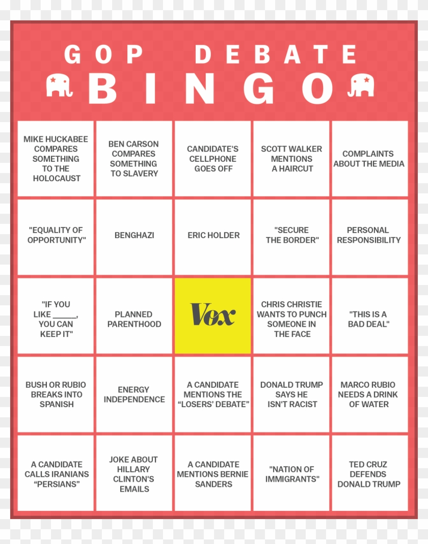 Bingo Card Png - Republican Bingo Card Clipart #3172733