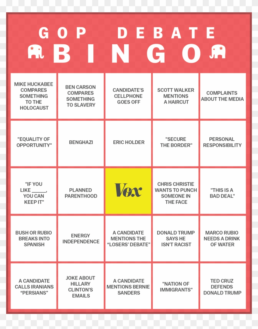 Bingo Card Png - Republican Bingo Card Clipart