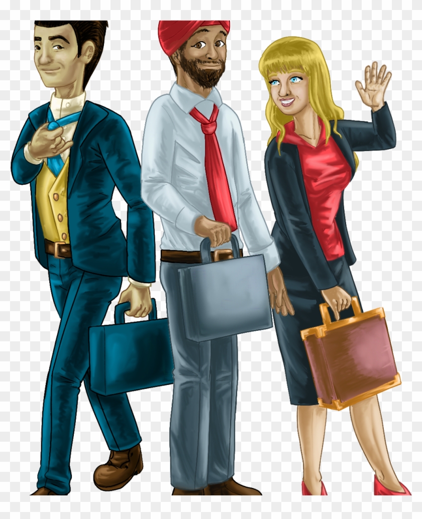 Trinity Of Business People V3 - Cartoon Clipart