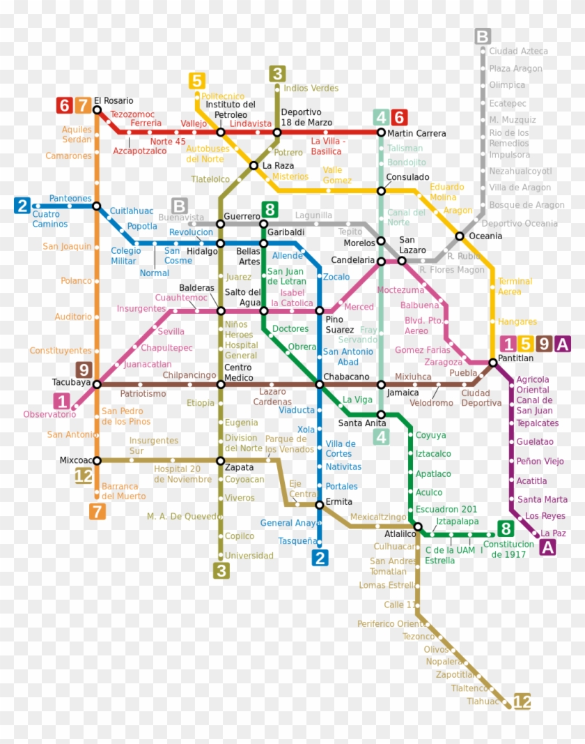 Mapa Del Metro De Ciudad De Mexico, Mexico El Metro - Mexico Metro Clipart #3173368