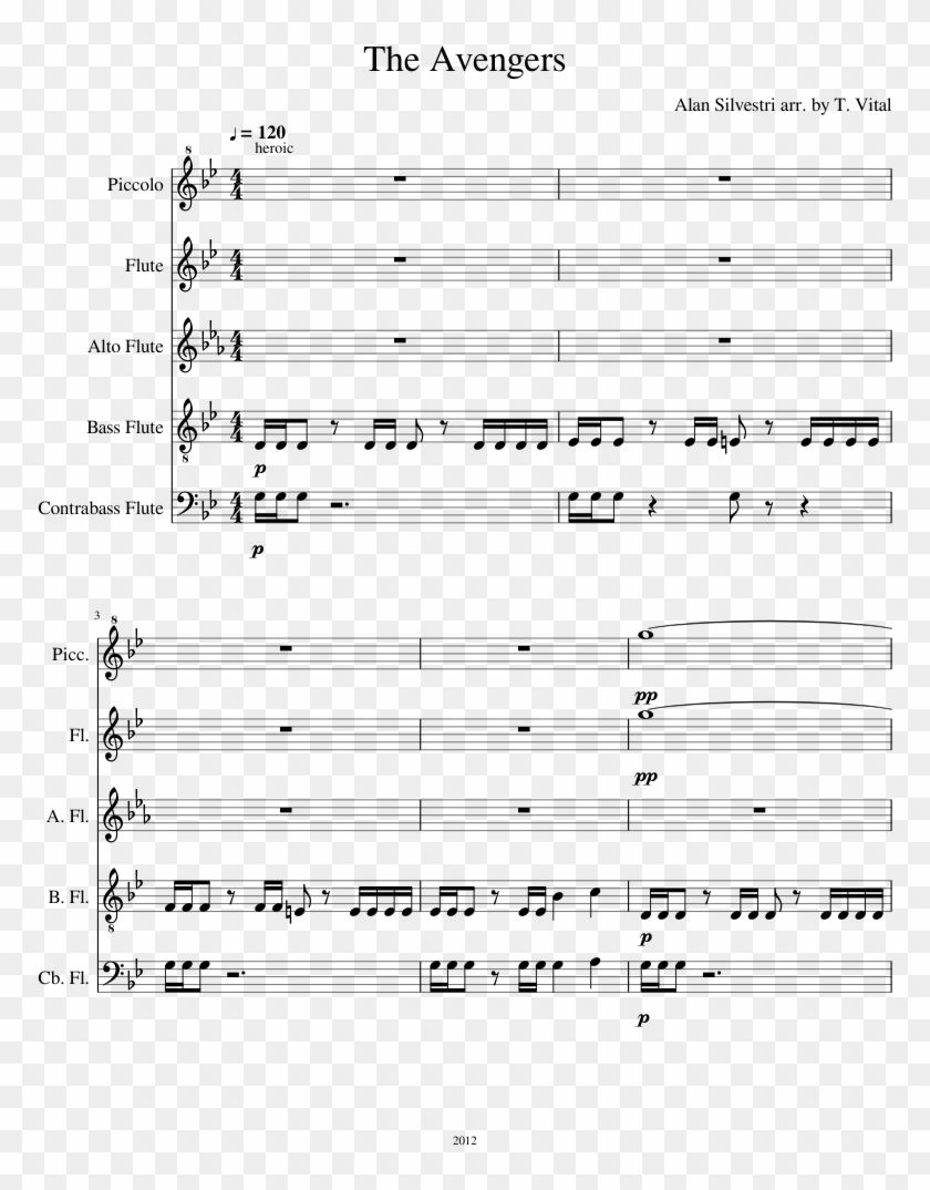 The Avengers Theme Song For Flute Ensemble Sheet Music - Suite Comercial Navideña Partitura Clipart