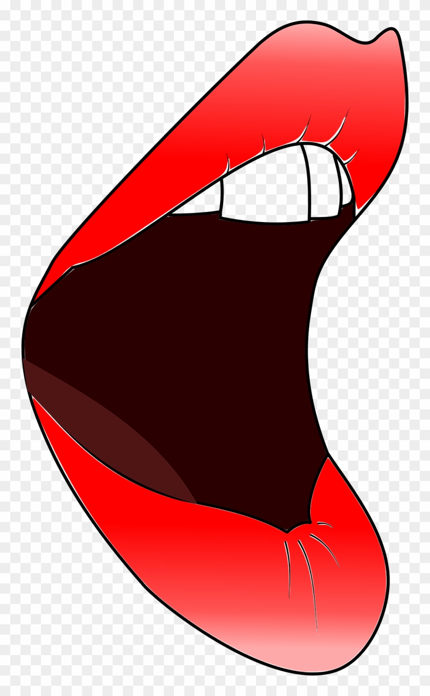 Lips Mouth Woman Red Open Sing Png Image - Kiss Mouth Open Clipart #3175878