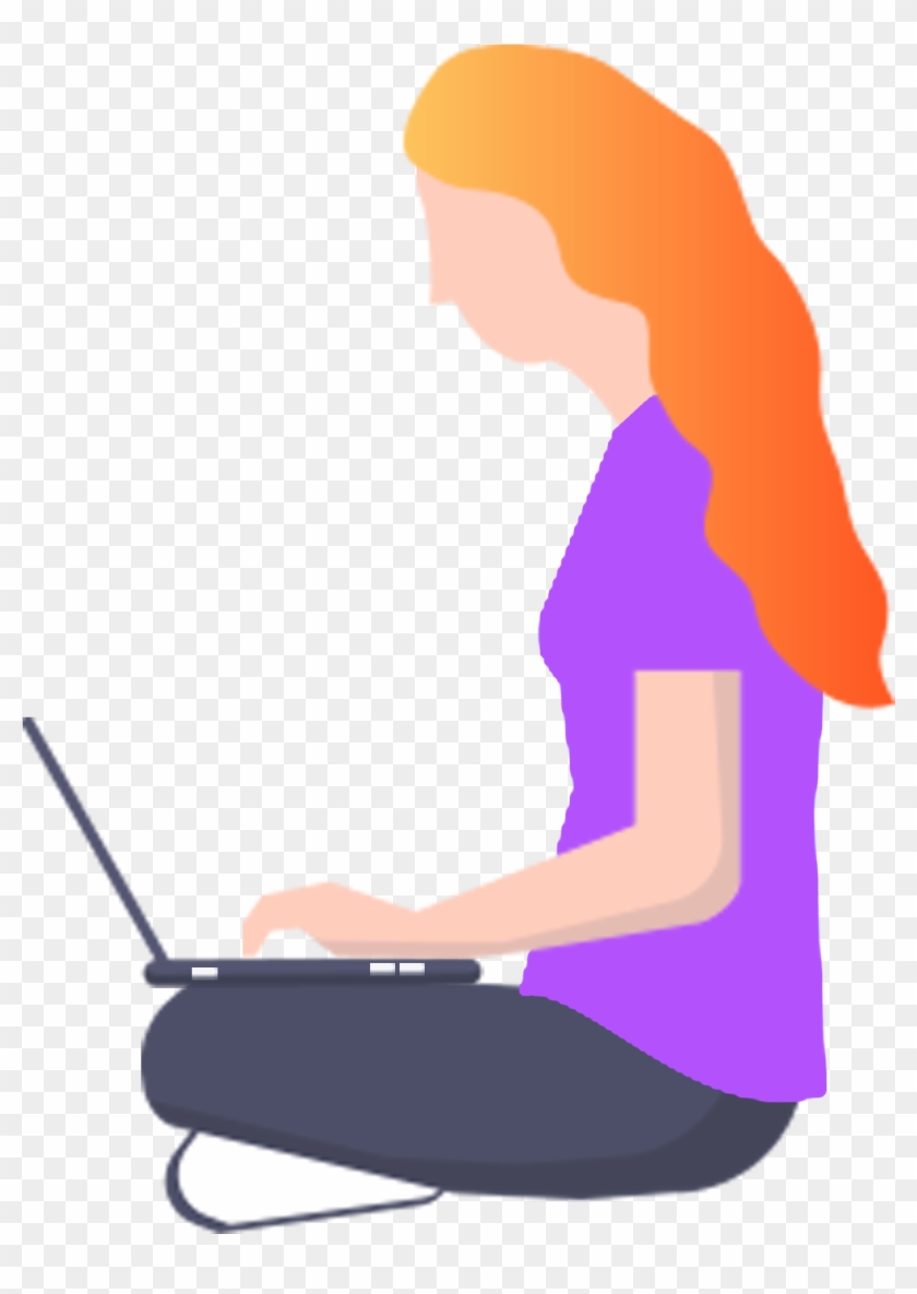 Flat Play Computer Girl Original Png And Psd - Computer Clipart