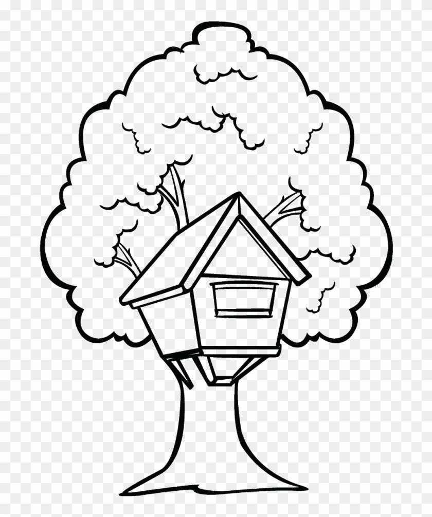 House With Trees Clipart Black And White Graphic Library - Png Download