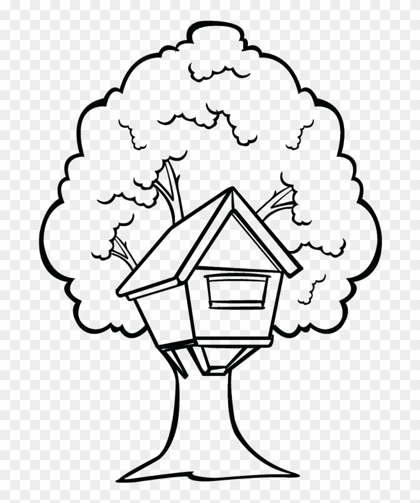House With Trees Clipart Black And White Graphic Library - Png Download #3179537