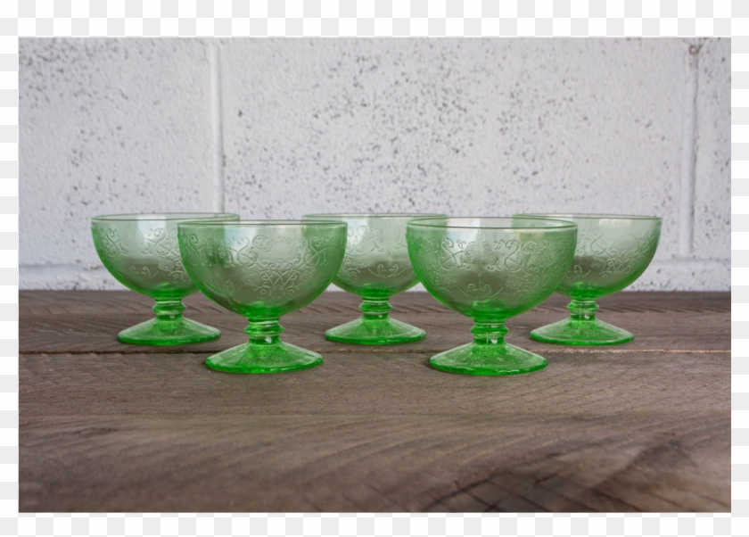 Set Of 5 Depression Era Goblet Glasses - Champagne Stemware Clipart