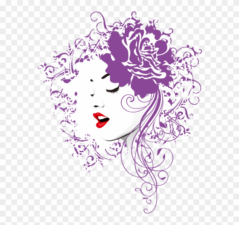 #woman #flowers #face #purple #silhouette #hair #lips - Rose Girl Vector Clipart