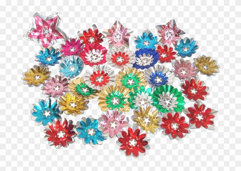 Lot 34 Double Layer Metallic Foil Christmas Light Reflectors - Floral Design Clipart