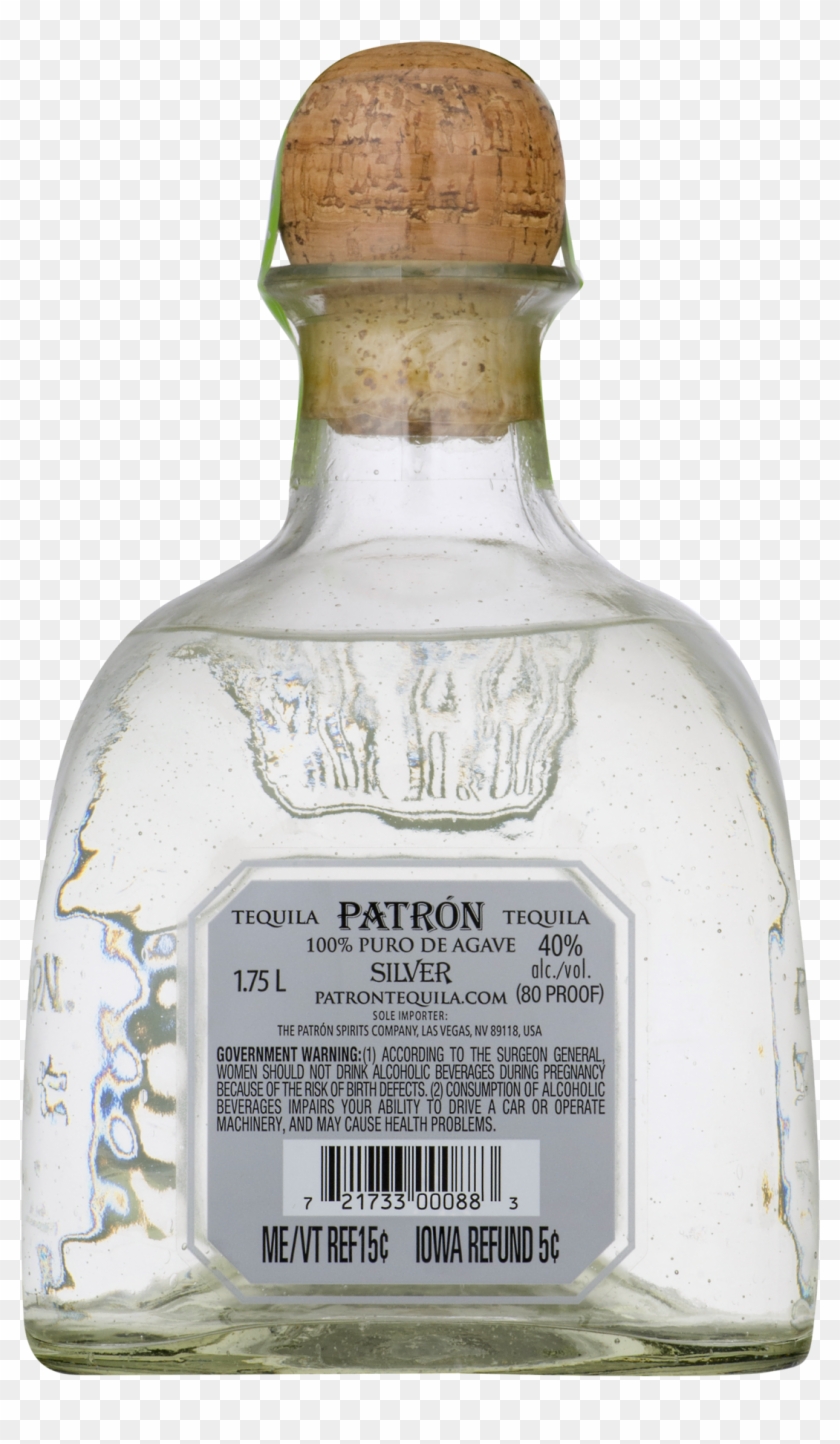Patron Tequila Silver, - Glass Bottle Clipart