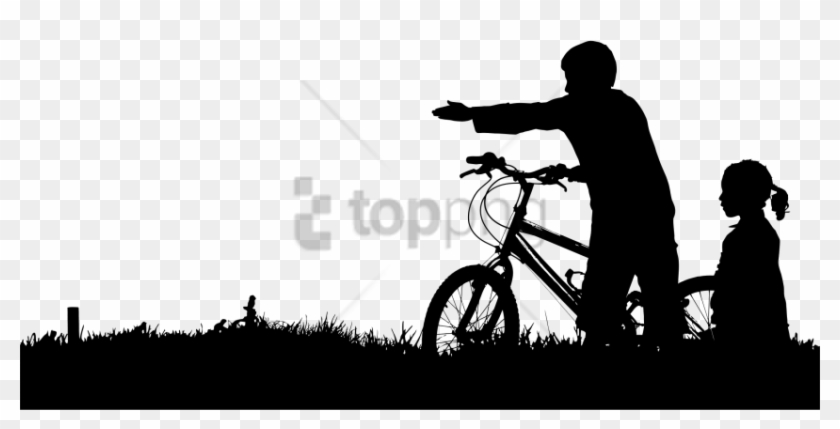 Free Png This Free Icons Design Of Kids And Bike Silhouette - Familia En Bicicleta Clipart #3191954
