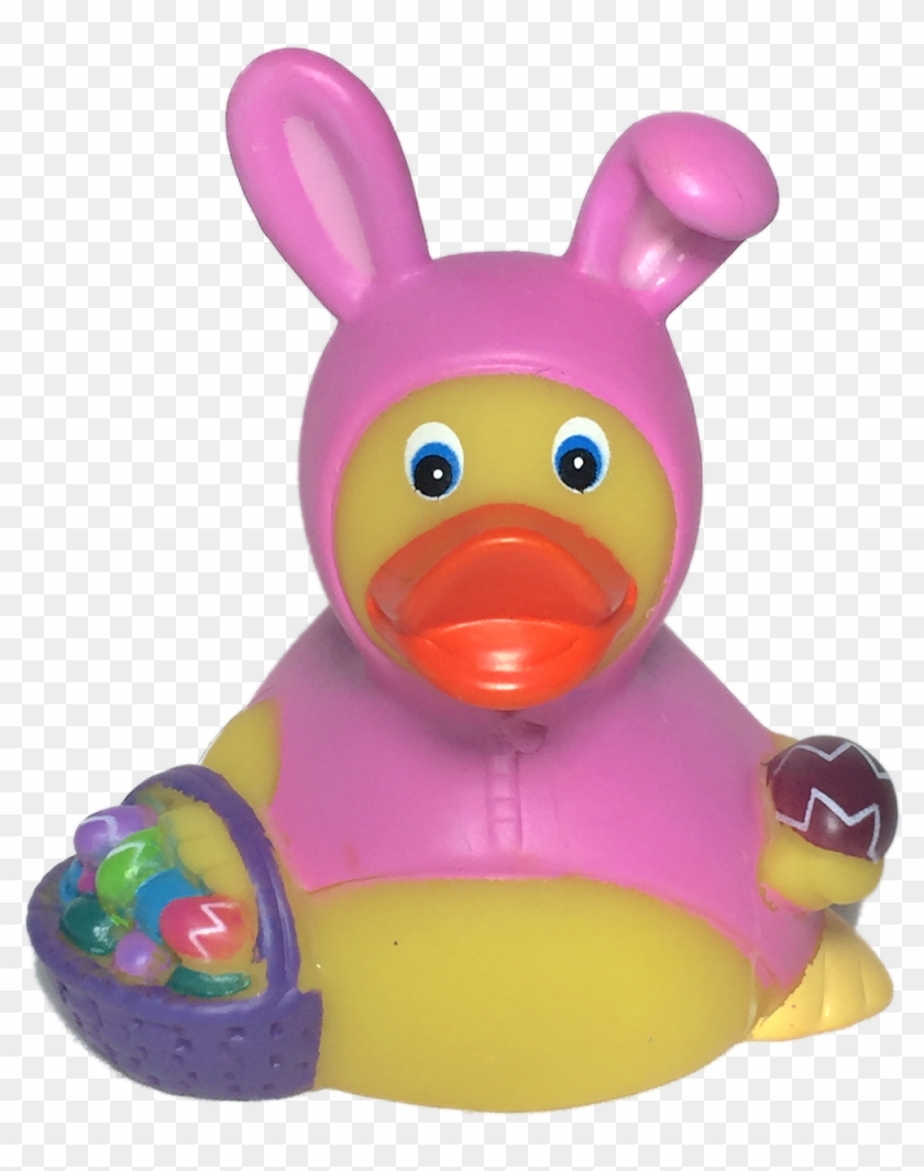 Easter Bunny Pink Rubber Duck - Bath Toy Clipart
