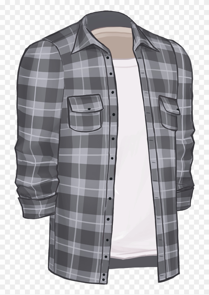 C 4mgeneric S4shirtlong Openflannel Cottoncoolgrey - Plaid Clipart #3196146