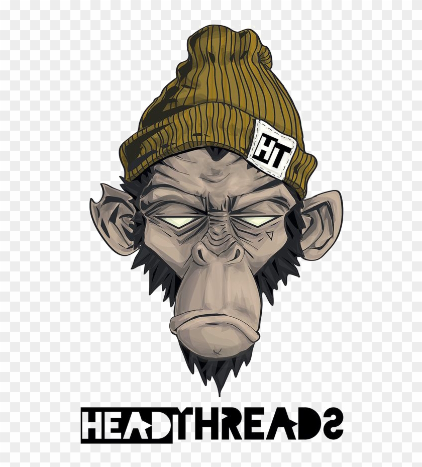 Jpg Black And White Drawing Monkey Graffiti - Head Threads Monkey Clipart
