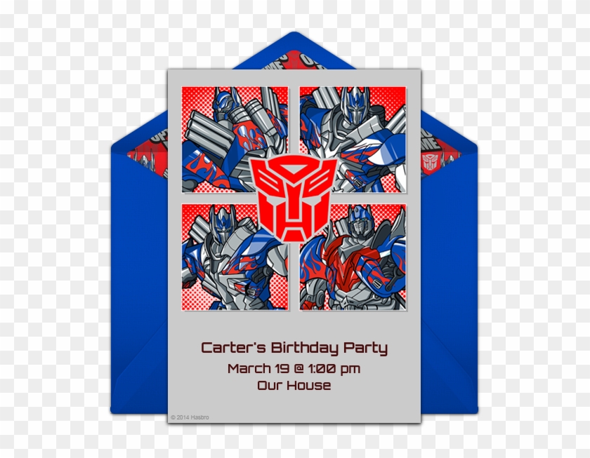 Optimus Prime Squares Online Invitation - Transformers Birthday Invitations Clipart