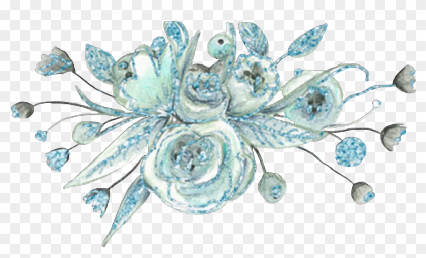 #ftestickers #flowers #flowercrown #watercolor #teal - Transparent Flowers Teal Clipart #3197054