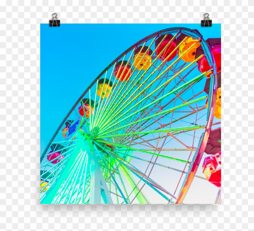 Santa Monica Bright Lights Ferris Wheel Print - Ferris Wheel Clipart #3197597