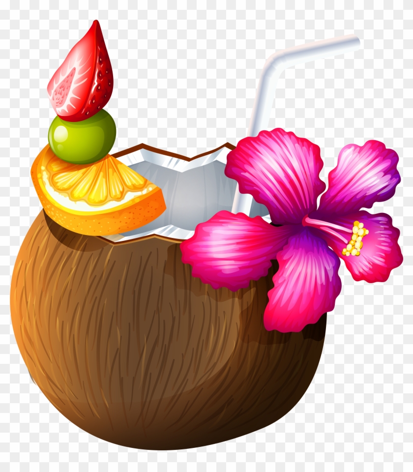 Exotic Coconut Cocktail Png Clipart - Coconut Drink Clip Art Transparent Png