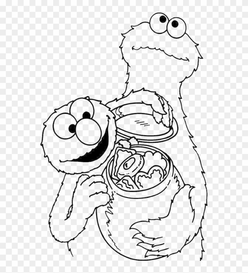 Cookie Monster Share Cookies Coloring Page - Coloring Book Clipart