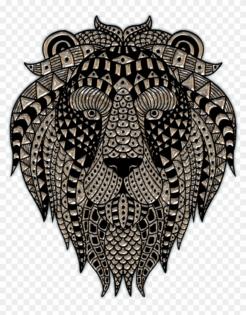 Download Lion Head Plastic Art Transparent Png - Lion Zentangle Art Clipart #320495