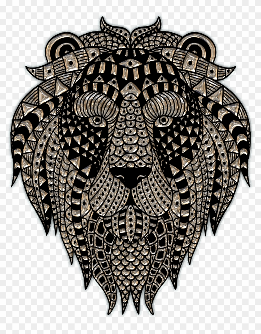Download Lion Head Plastic Art Transparent Png - Lion Zentangle Art Clipart