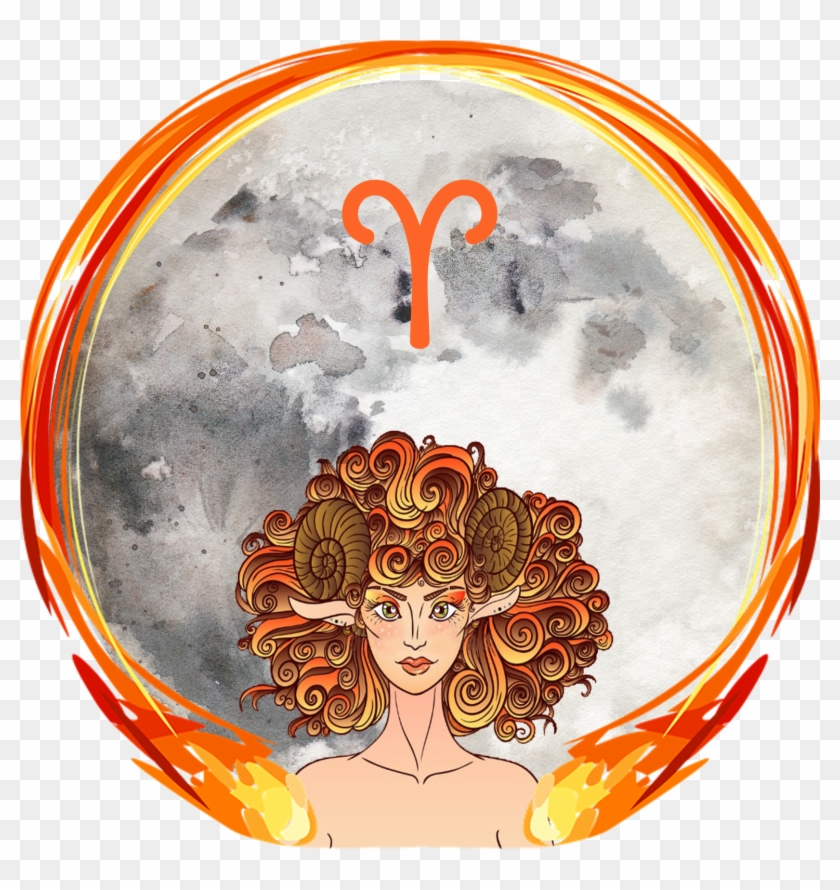 Aries Full Moon September - Illustration Clipart #322146