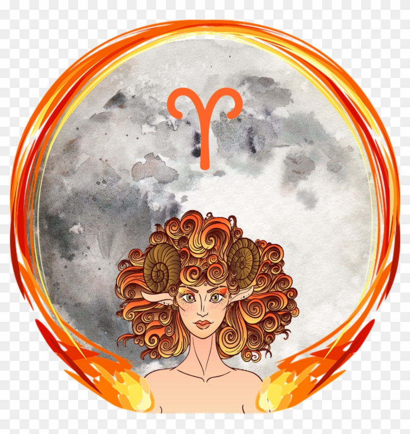 Aries Full Moon September - Illustration Clipart