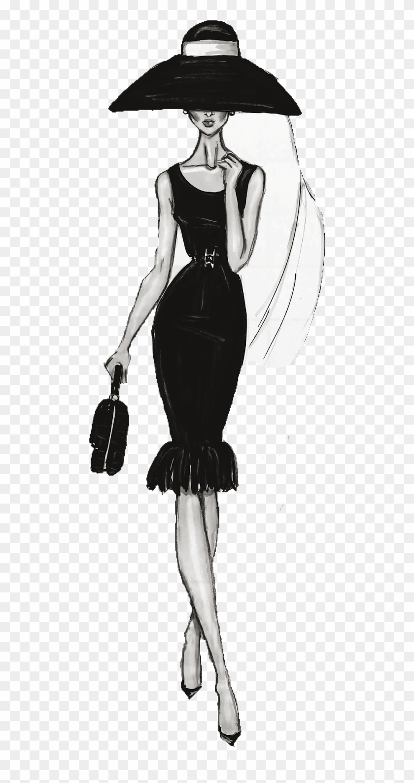 Female Fashion Drawing Illustration Chanel Free Clipart - Hayden Williams Black And White - Png Download