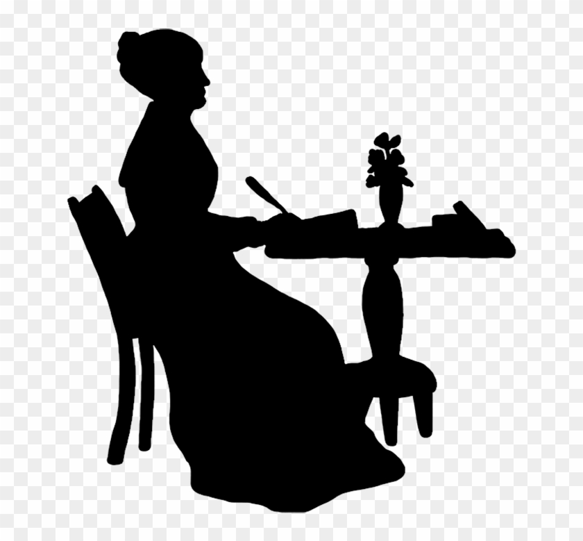 Silhouette Of Woman Writing - Silhouette Of A Woman Writing Clipart #324848