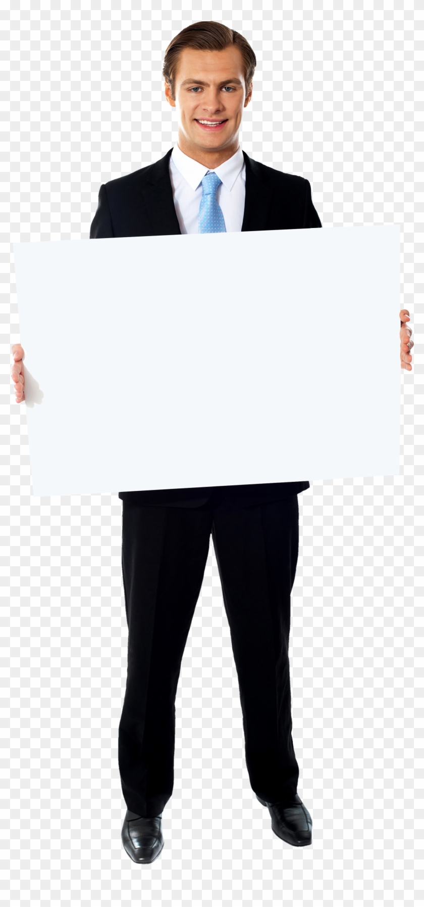 Businessmen Holding Banner - Man Holding Something Png Clipart