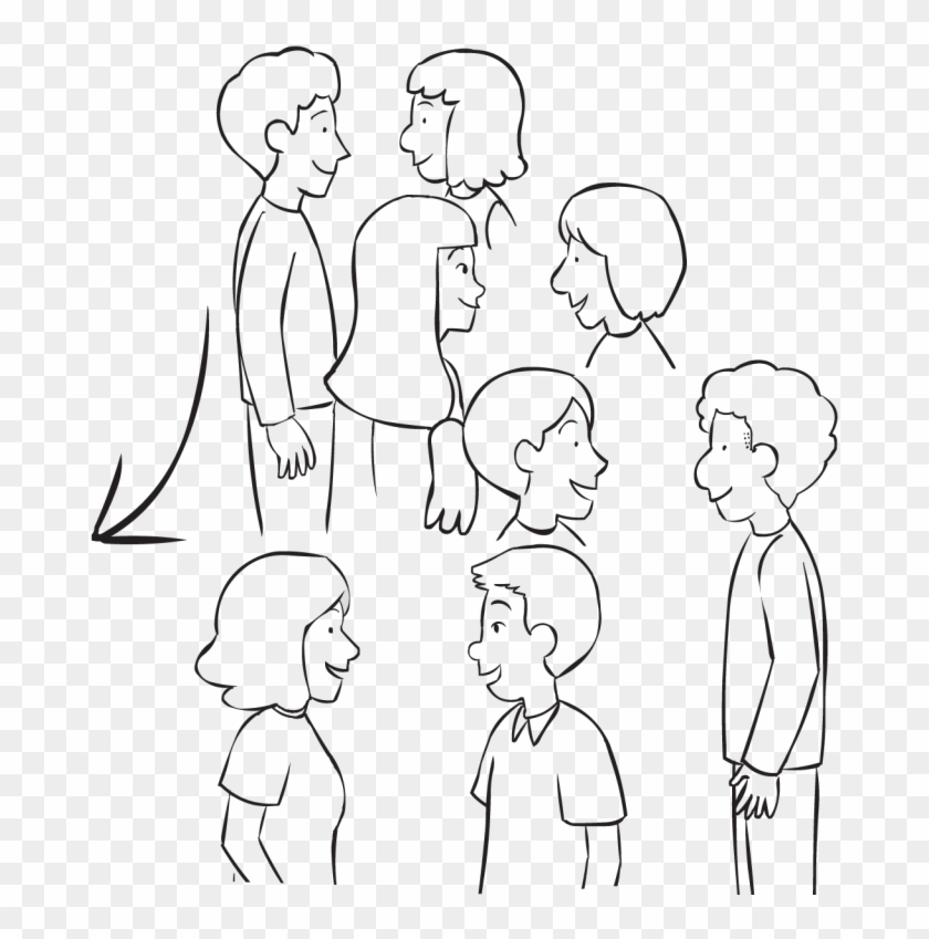 Back Group Of People Talking In Pairs As Part Of Active - Line Art Clipart #324974