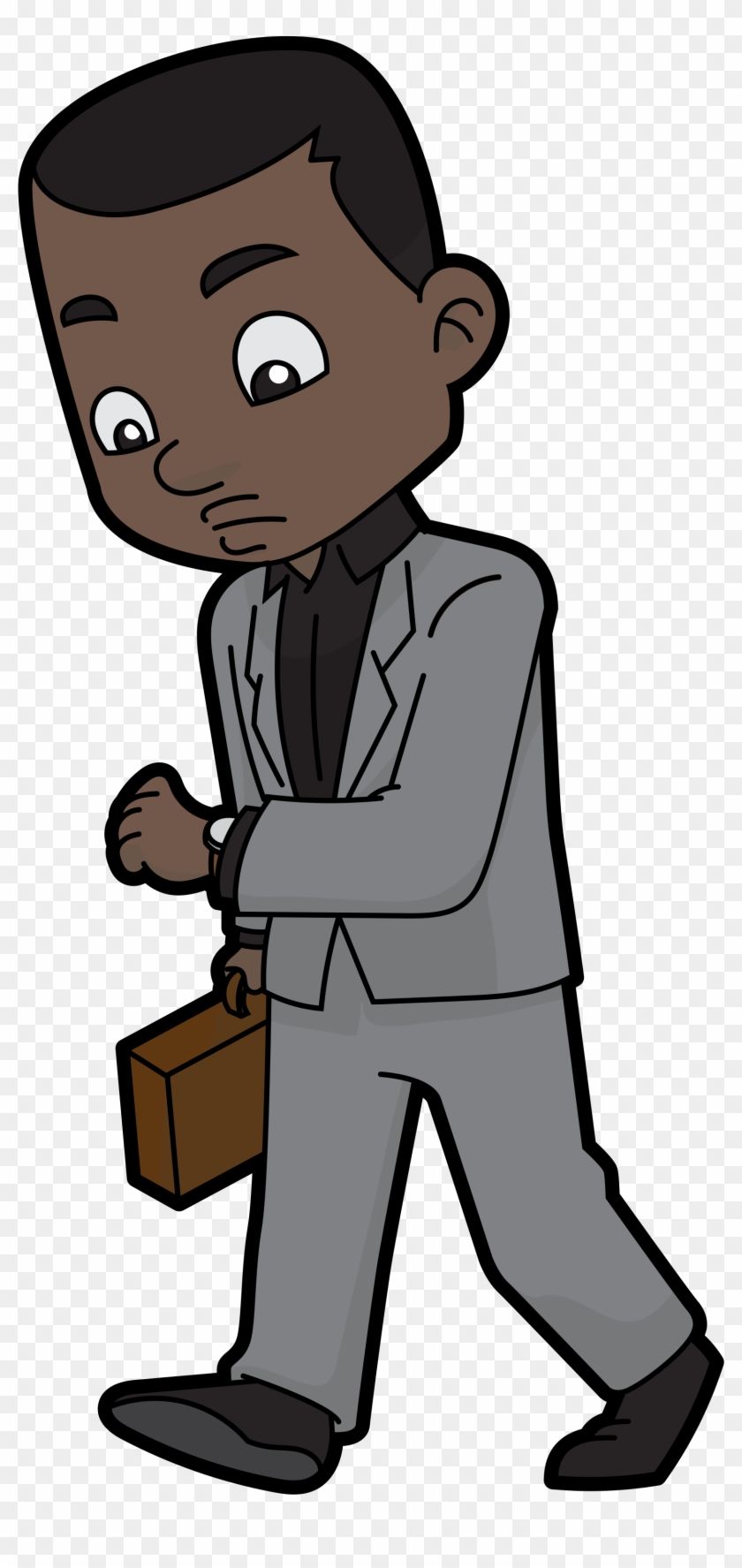 Vector Transparent File Cartoon Black Checking His - Black Businessman Cartoon Character Clipart #325196