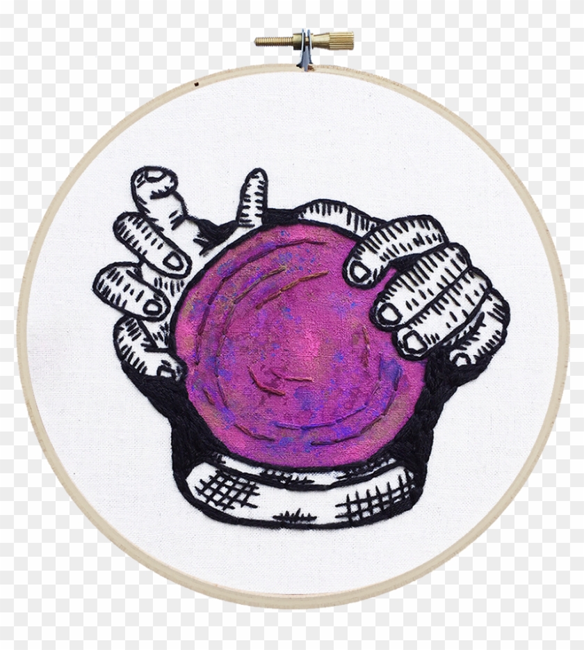Crystal Ball 6" Hand Embroidery By Cardinal & Fitz - Witchcraft Embroidery Clipart #326433