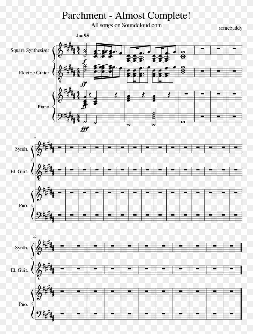 Almost Complete Sheet Music For Piano, Synthesizer, - Sheet Music Clipart #327029