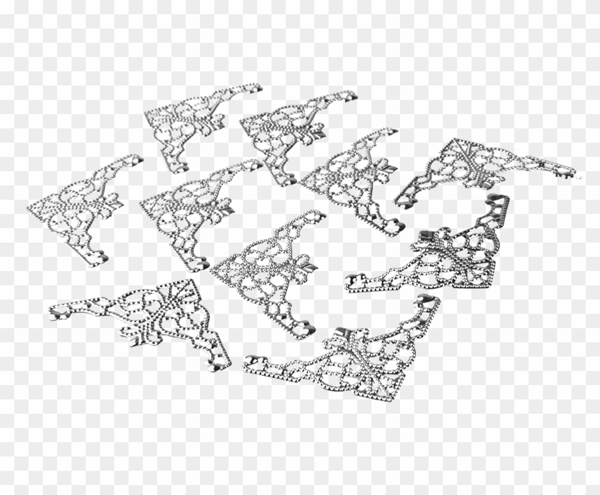 10 Filigree Silver Corners - Drawing Clipart