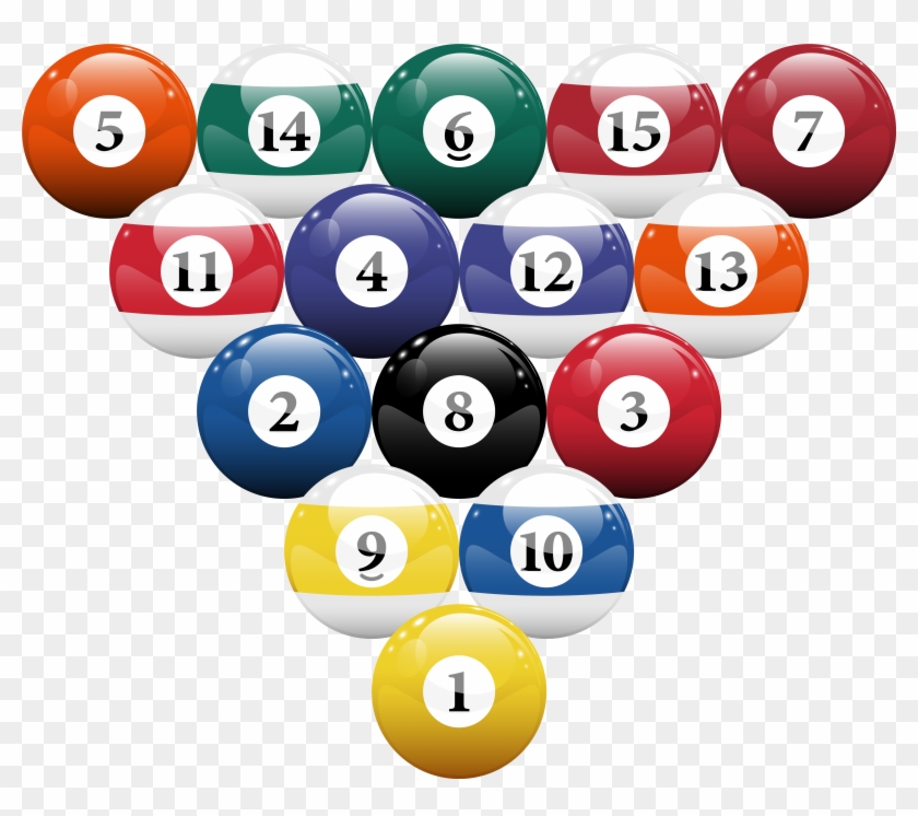 Racked Billiard Pool Balls Png Clipart - Transparent Background Billiard Balls