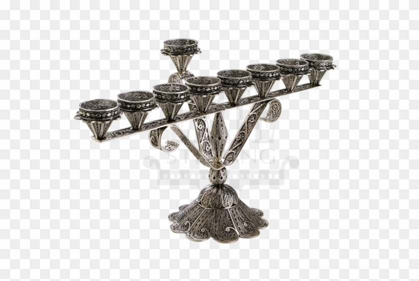 Close Filigree Silver Chanukah Menorah - Menorah Clipart #328327