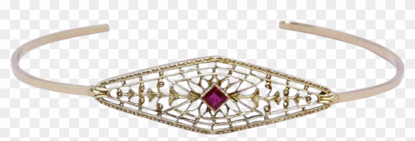 Vintage Ruby Filigree Bangle Bracelet - Bangle Clipart #328357