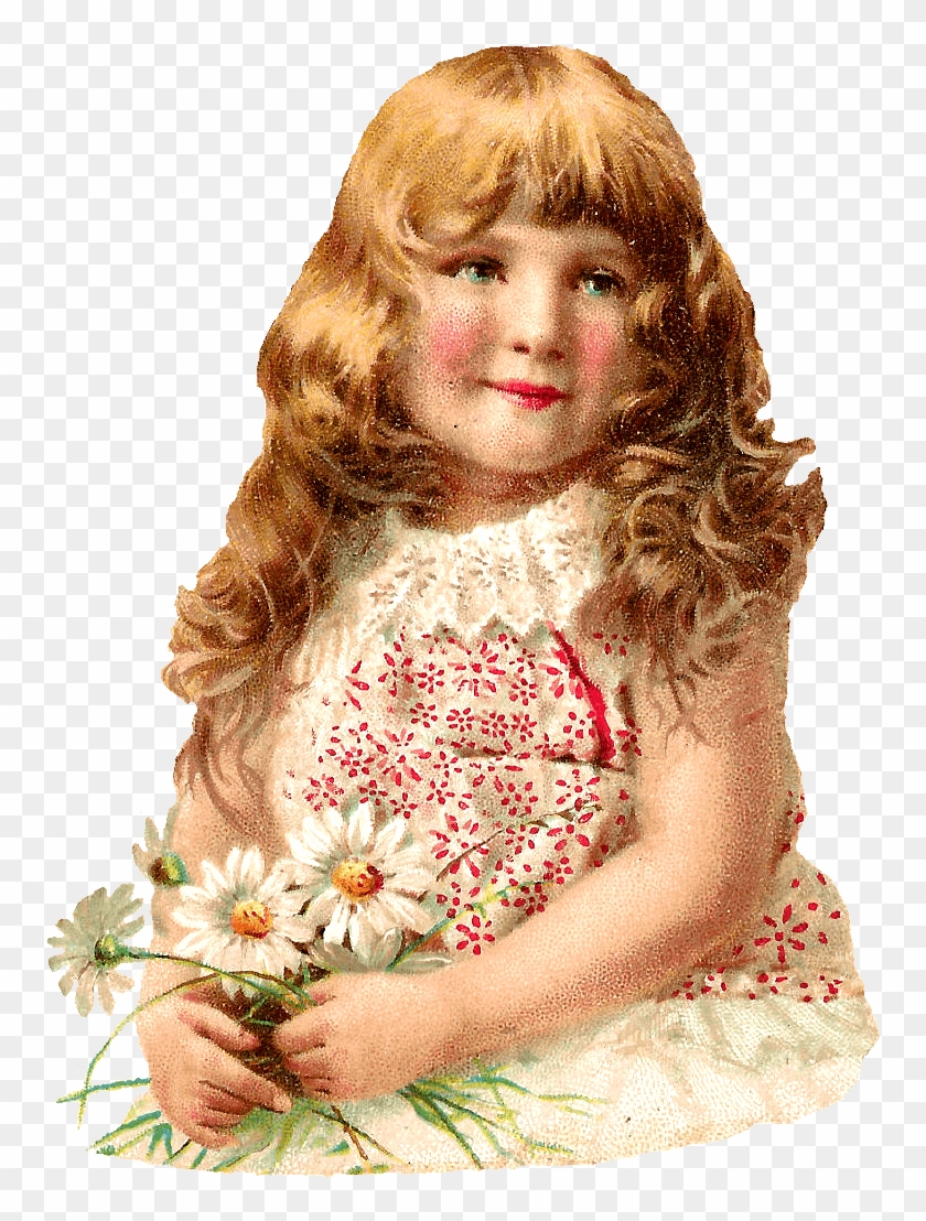 Girl With Flowers Victorian - Ayer's Sarsaparilla Clipart