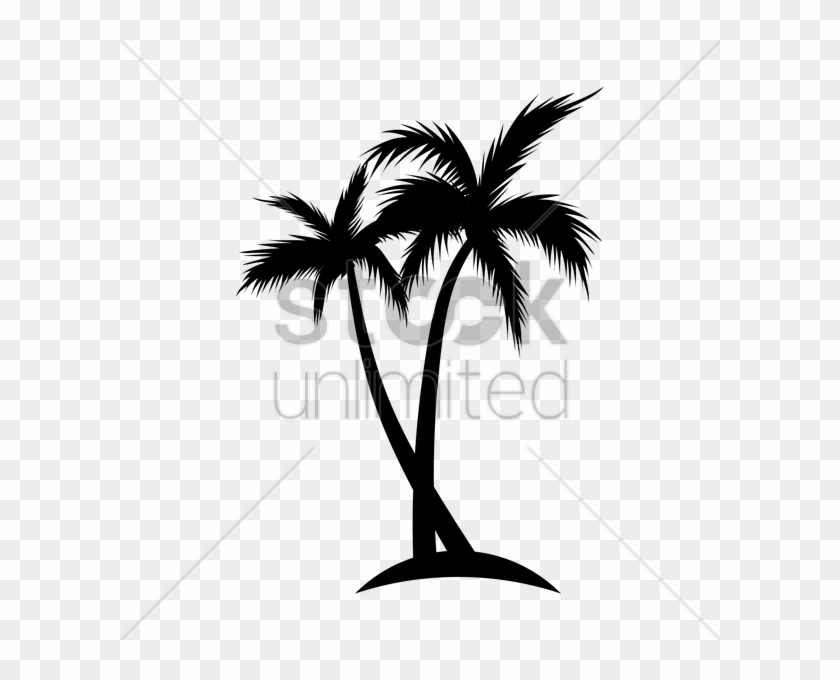 Silhouette Of Coconut Tree Vector Image - Silhouette Coconut Tree Vector Clipart