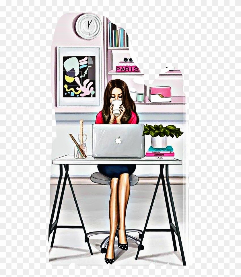 #girl #coffee #work #laptop #clock #freetoedit - Anastasia Kosyanova Clipart #3202461