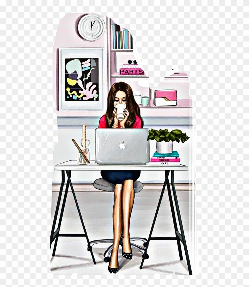 #girl #coffee #work #laptop #clock #freetoedit - Anastasia Kosyanova Clipart