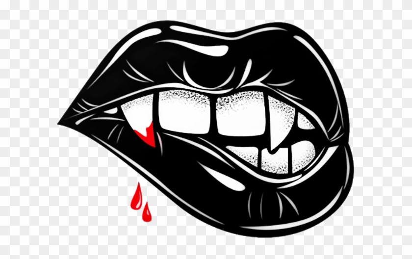 #halloween #vampire #blood #vampirefangs #vampireteeth#freetoedit - Lips And Vampire Teeth Tattoo Clipart #3204268