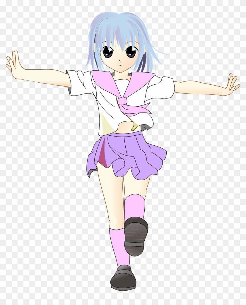 Girl Manga Walk Balance Skirt Png Image - Walking Girl Clipart